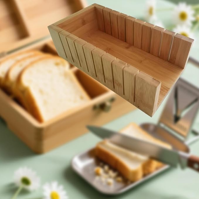 Bread Slicer Bamboo Bread Slicing Guide Kitchen Gadget Manual Toast Slicer Handmade Soap Cutter Bamboo Wood Construction Suitable for C