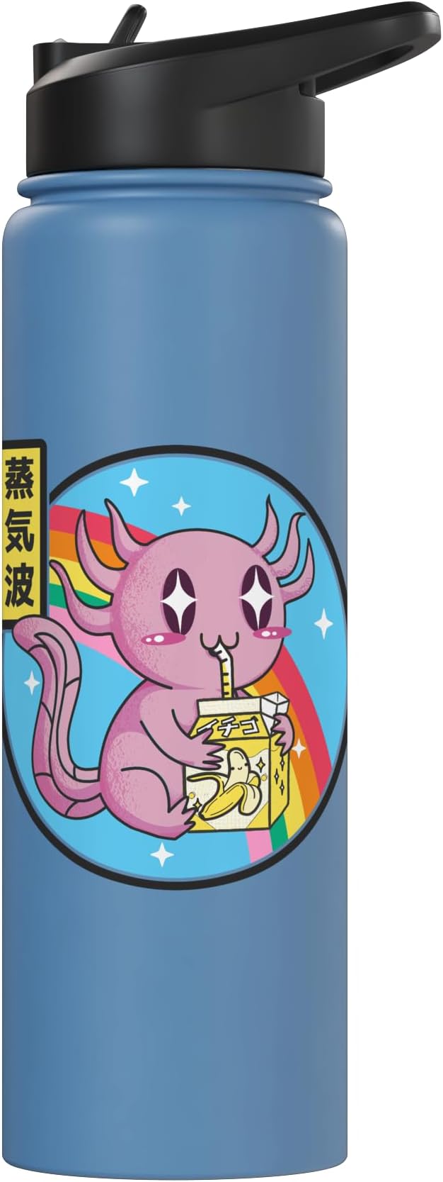 Axolotl Banana Milk Carton Kawaii Retro Rainbow Anime Stainless Steel Insulated Water Bottle