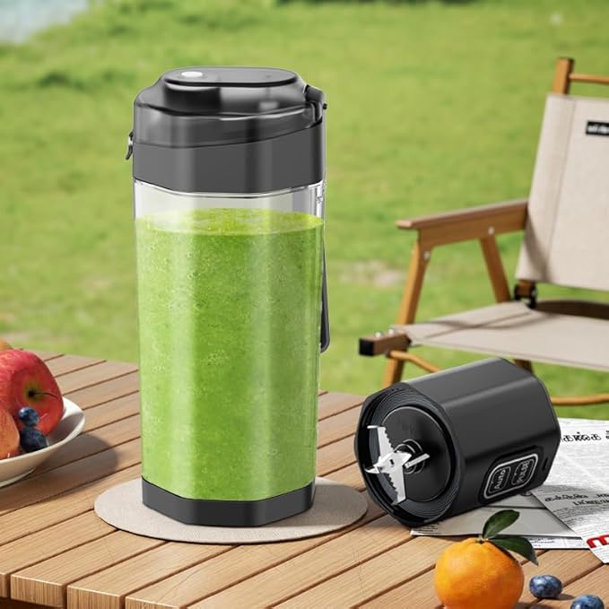 Portable Blender for Shakes and Smoothies USB Rechargeable, 24oz Personal Blender with 6 Blades and Lid, IPX8 Waterproof & Self Cleaning Mini Juicer Cup Blenders for Travel, Home, Office, Camping