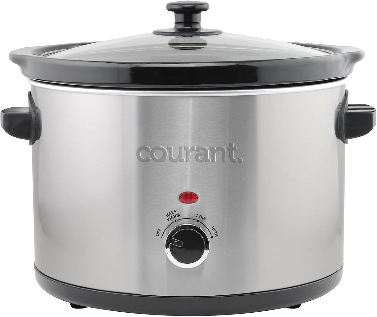 Courant Slow Cooker 5.5 Quart Crock, with Easy Cooking Options, Dishwasher Safe Pot and Glass Lid, Stainless Steel
