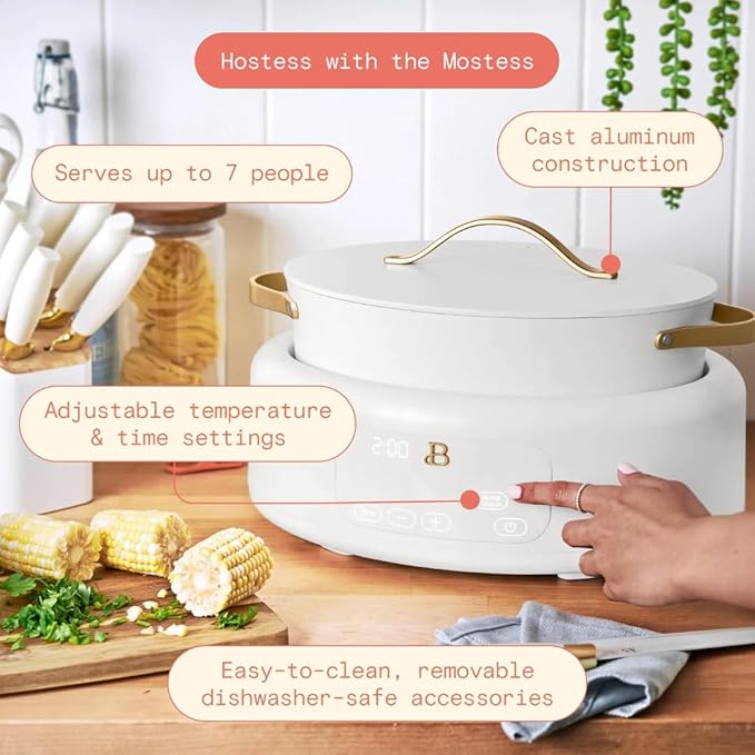 10-in-1 Electric Multi-Cooker, 6 Quart Programmable Cooking Pot with Digital Display, Nonstick Interior, One-Touch Controls, Multi-Function Kitchen Appliance (White Icing)