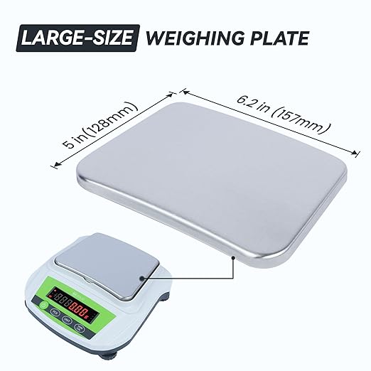U.S. Solid Precision Balance, 3000g/6.6lb x 0.01g Analytical Digital Lab Scale, 6.2" x 5" Rectangular Pan, Piece Counting, g/ct/oz/lb, 100-240V AC & 4xDC 1.5V Battery, Kitchen, Jewelry, Scientific Use