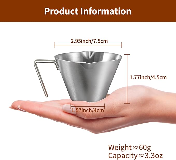 Cold Brew Coffee Maker 1.4L/48oz with Extended Filter & 2 Pcs Stainless Steel Espresso Cup (White), Coffee Brewing Set with Cleaning Brush, Stirring Spoon & 3.4oz/100ml Dual Scale Measuring Cup