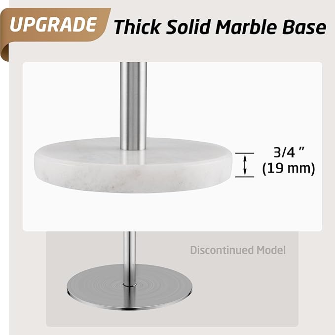 KES Paper Towel Holder Countertop, Paper Towel Roll Holder Stand for Kitchen with Natural Marble Base SUS304 Stainless Steel for Standard or Jumbo Rolls Brushed Finish, KPH100S14B-2