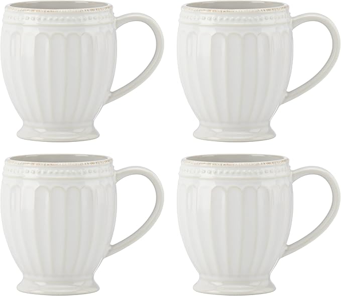 Lenox 895722 French Perle Groove Mugs, Set Of 4