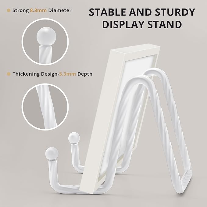3 Pack 4.5inch YCLYC Picture Stands for Display, White Metal Plate Stands for Display - Decorative Plate Stand, Plate Holder Display Stand, Picture Frame Stand - Plate Display Stands for Picture Stand