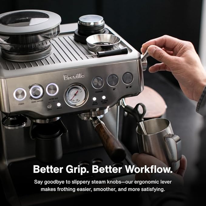 CREMA Coffee Products Replacement Steam Lever for Breville Espresso Machines | Ergonomic Stainless Steel Design | Compatible with Barista Express, Infuser, Barista Pro | Easy Grip | Silver Finish