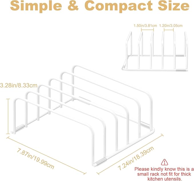 Cutting Board Organizer and Baking Sheet Rack, [2-Pack] White Heavy Duty Metal Cookie Sheet Organizer for Cutting Board Storage & Plate Holder for Cabinet, Tray Dividers for Cabinets