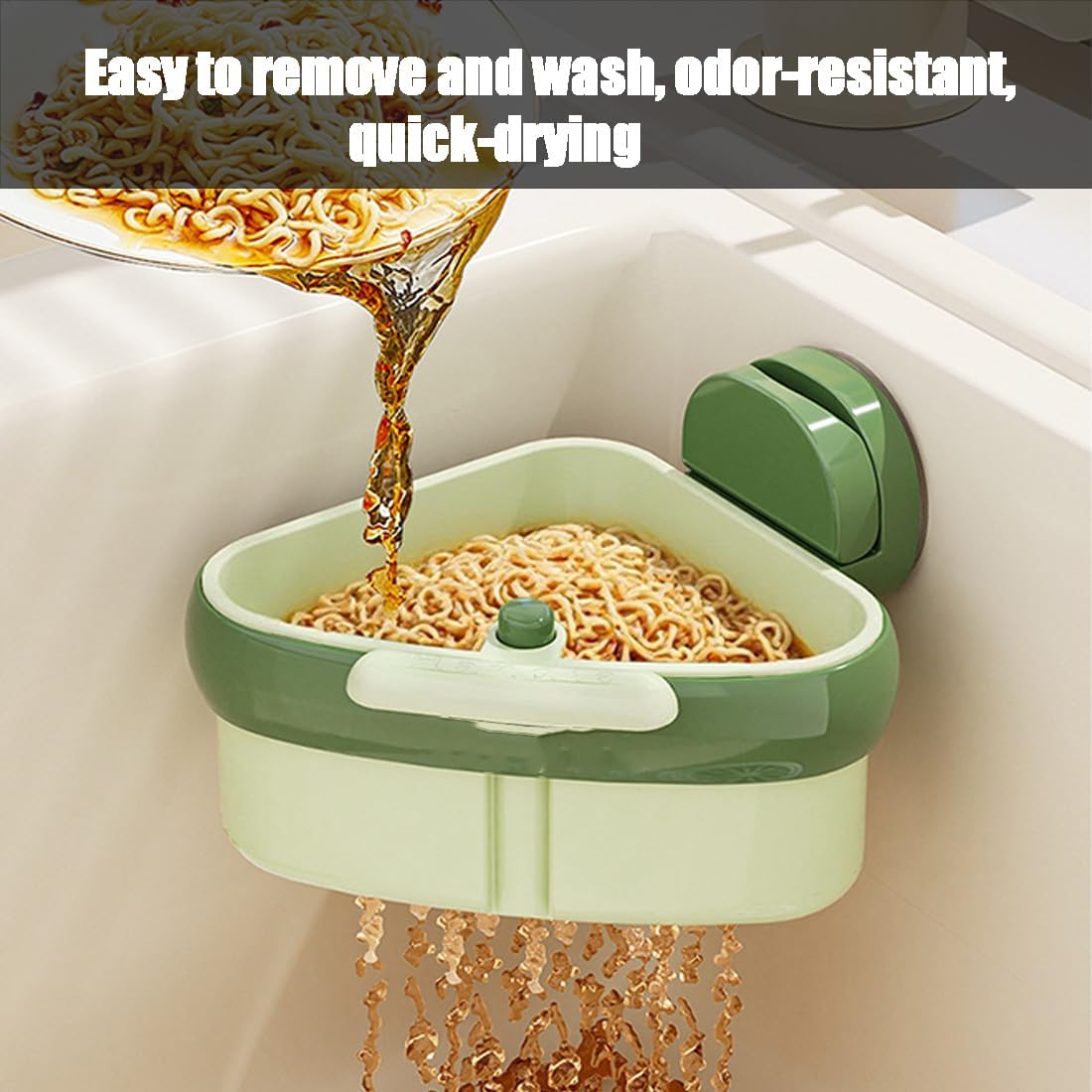 Suction Cup Sink Corner Rack, Sink Strainer Basket, 2025 New Upgraded Suction Cup Press Sink Drainer Basket, Press Automatic Dumping Sinks Strainer Basket (2pcs-c)