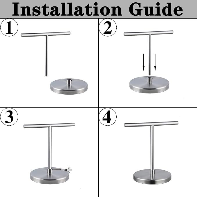 GERZWY Modern Hand Towel Holder Tree Rack Free Standing SUS 304 Stainless Steel Countertop Towel Ring, Matte Black DZY06-BK