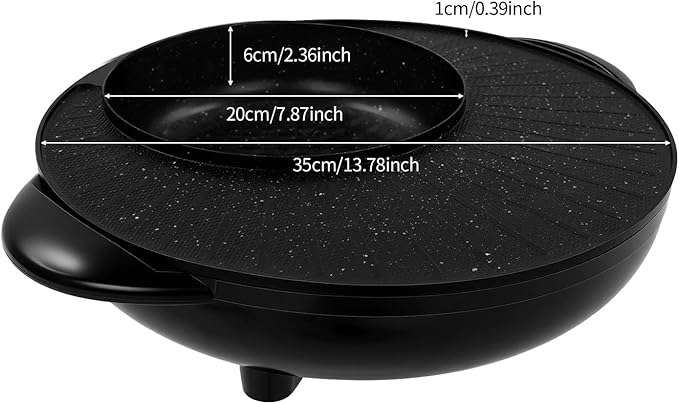 Hot Pot with Grill 2 in 1 Electric BBQ Grill Shabu Shabu Pot Non-Stick Smokeless Korean Barbecue Grill Indoor with Temp Control for 3-5 People Fast Heating