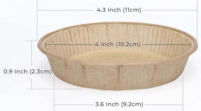 Bake Choice 50pcs Paper Mini Tart Pans for Baking, mini pie tins 4Inch Mini Pie Pans, Non-stick, Unbleached, Disposable Quiche Baking Dish,Oven safe, Microwave safe