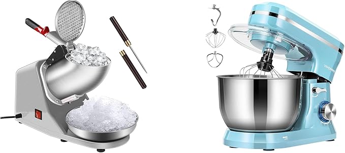 VIVOHOME Electric Ice Shaver Snow Cone Maker Machine Silver 143lbs/hr with VIVOHOME 4.75 Quart Stand Mixer, 8 Speed Kitchen Electric Food Mixer
