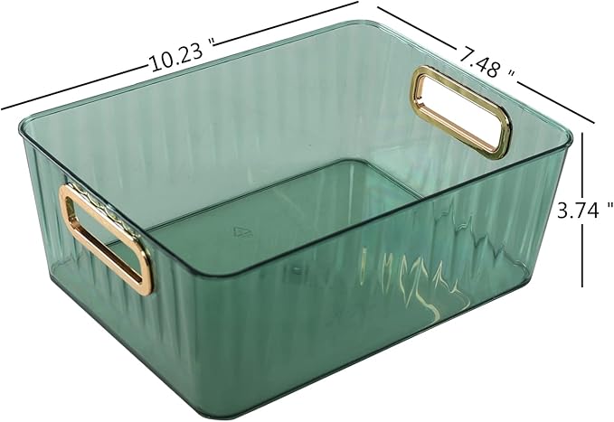 Clear Pantry Storage Organizer Bins, Green, 6 Packs