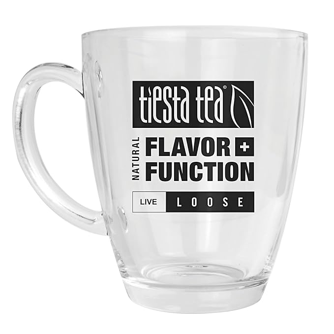 Tiesta Tea 12.5 Oz Clear Glass Mug with Handle, Microwave & Dishwasher Safe, Ideal for Hot & Iced Beverages, Compatible with Loose Leaf Tea Infusers, Steepers, & Balls, Single Cup Glass Mug