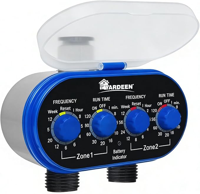 Dual Outlet Water Timer Irrigation Controller System, No Water Pressure Required