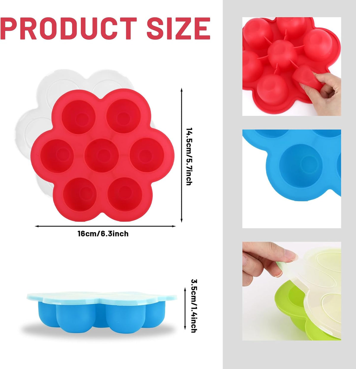 3 Pcs Egg Bites Silicone Mold Little 7 Cups Mini Muffin Pan Food Grade Air Fryer Accessories Food Silicone Freezer Molds with Lid for Baking Egg Bite Cupcake Mini Muffins Tart Bread
