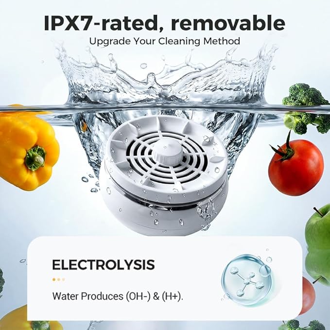 Fruit and Vegetable Washing Machine, Waterproof Fruit and Vegetable Cleaner, Rotatable Fruit and Vegetable Machine, The Fruit Cleaner Device Automatically Turns on in The Water (Blue)