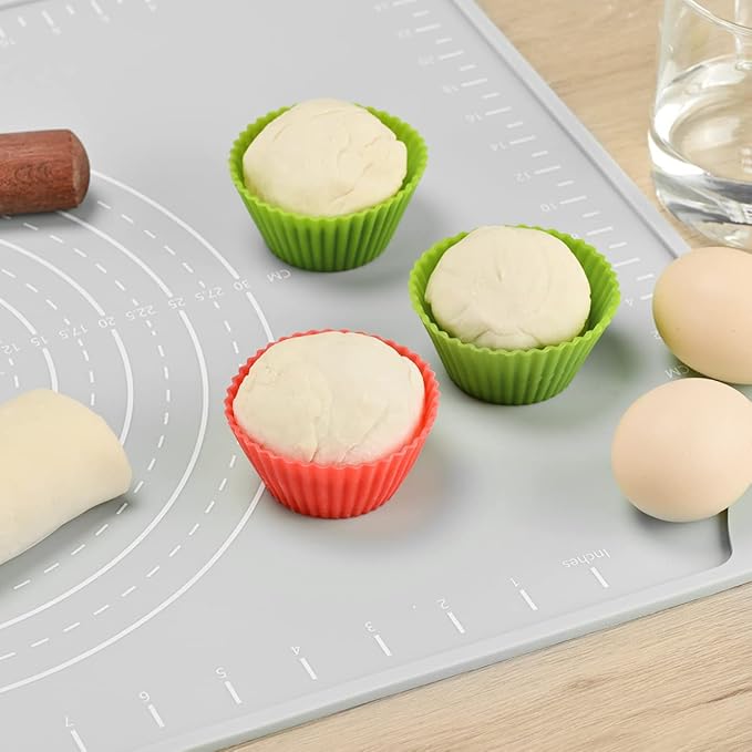 Silicone Pastry Mat 24"*16" Extra Thick Non Stick Baking Mat Food Grade Silicone Dough Rolling Bake Mat with Edge Heightening