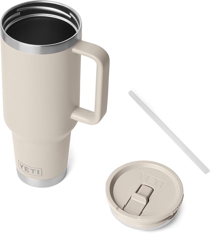 YETI Rambler 40 oz Travel Mug with Flip Straw Lid – Stainless Steel, Vacuum Insulated, Leakproof, Cup Holder Friendly