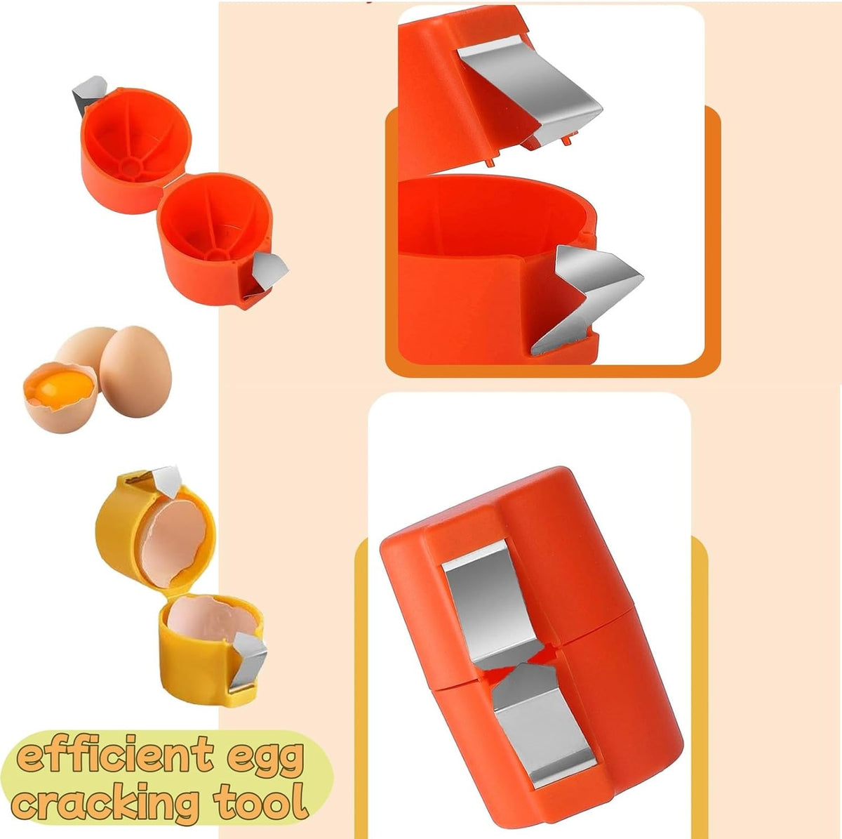 Stainless Steel Egg Opener,Egg Opener For Hard Boiled Eggs,Efficient Egg Cracking Tool，Perfect For Baking, No Shells，No Mess – Perfect Omelets, Scrambled Eggs & Baking. (orange color)