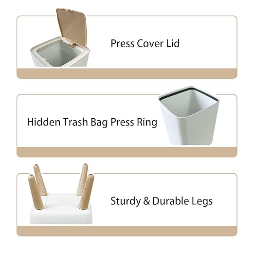 Small Trash Can with Lid Luxury White Gold Marble texture Panoramic Marbling texture for Wastebasket with Press Cover Dog Proof Garbage Can Waste Bin for Kitchen Bathroom Nursery 2.6 Gallon