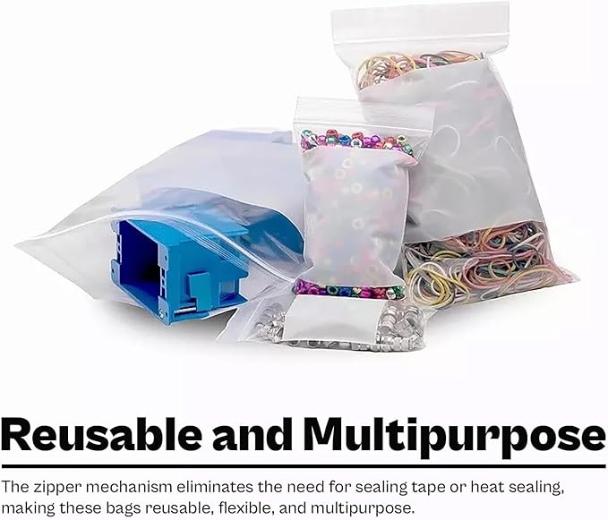PSBM 1000 Count 4 Mil 10 Inch x 13 Inch, White Block Reclosable Poly Bags, With Write-On Block, Clear Zip Plastic Bag, Lock Seal Zipper For Packing, Storing, Organizing & Shipping Products