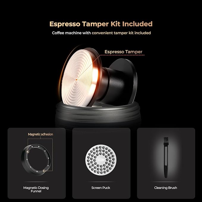 IKAPE Newly KAPO K2 Pro Portable Espresso Machine with Bl uetooth APP Connect & 58mm Bottomless Basket, Electric Coffee Maker 20 Bar Pressure, for Home, Travel, Camping