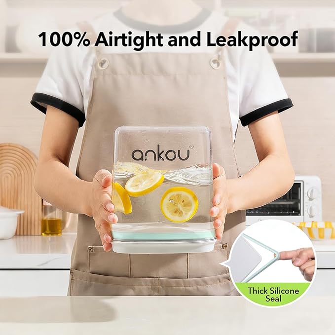 Food Storage Container Set 2.8 Qt ×2 with Lids, Airtight Pantry Canisters, BPA-Free Plastic Flour Sugar Storage Containers, One-Touch Press-to-Open Lids, Stackable Clear Jars for Rice, Cereal, Coffee