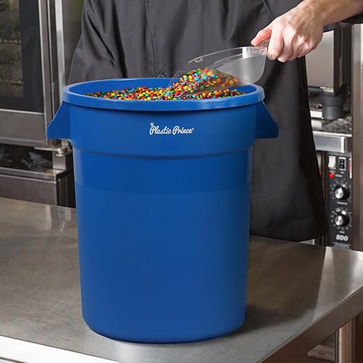 PLASTIC PRINCE 20 Gallon Round Trash Can Container with Lid Blue Plastic Commercial Garbage Bin for Home Garage Restaurants Warehouses
