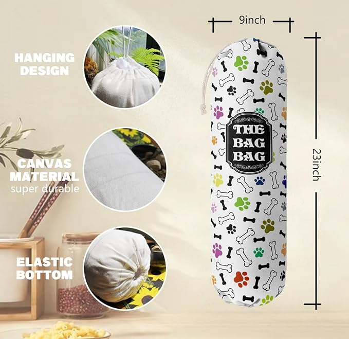 Grocery Bags Holder Organizer For Shopping Bags, Wall Mount Plastic Bags Storage Container Dispensers, Pet Lovers Home Kitchen Bags, The Bag Bag Grocery Bag Holder, Gifts For Women Dog Mom Dad (G-17)