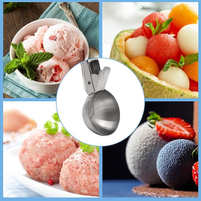 Ice Cream Scoop Set, Stainless Steel Ice Cream Ball Making Spoon, Old Time Cylindrical Scoop with Trigger Release, Cookie Dough Scoop for Frozen Yogurt Gelatos Sundaes(size:2pcs)