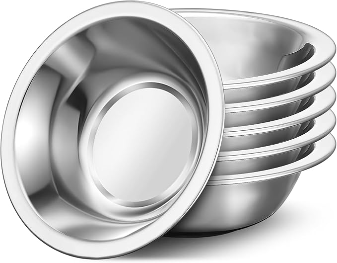 304(18/8) Stainless Steel Mixing Bowls for Kitchen, 6 Pack 7" 21.22 fl.oz Metal Mixing Bowls Set Stackable for Baking Serving Cooking Food Prep Storage Dishwasher Safe Lightweight