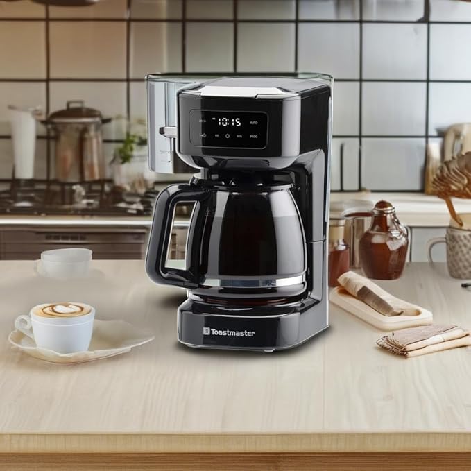 Toastmaster 12-Cup Digital Touchscreen Drip Coffee Maker - Programmable Automatic Coffee Machine - Kitchen Appliance with Keep Warm Setting