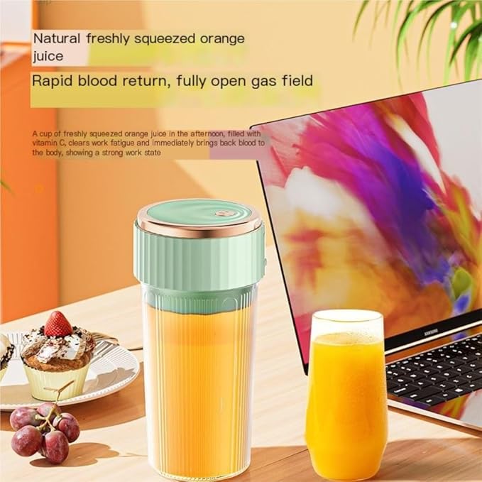 Portable 450ml Rechargeable Juicing Cup - USB - C Charging, 6 - Blade Design For Effortless Blending, Ideal For Home & Travel -Portable Juice Cup(Green)