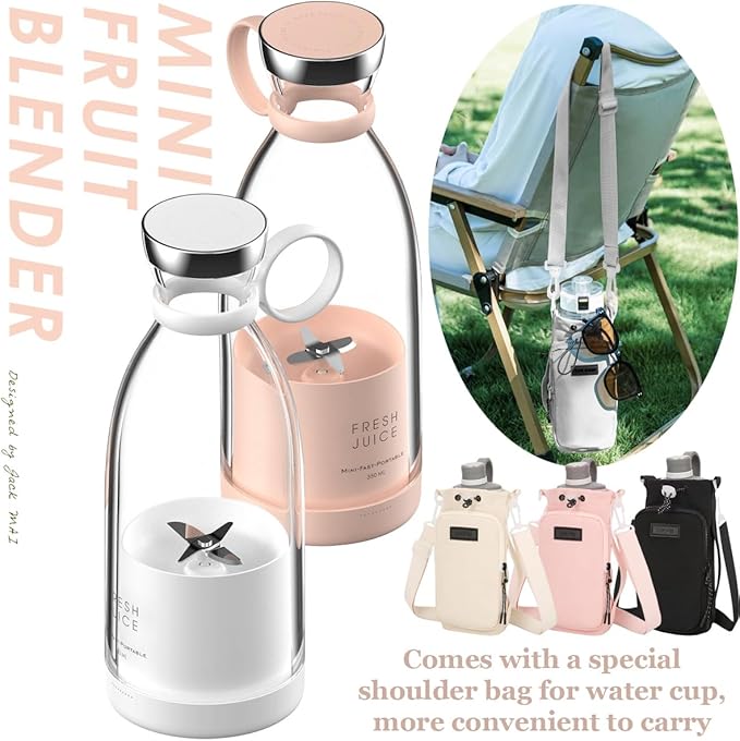 Upgraded Fresh Juice Blender Portable, Juicer Portable Blender Shake, 380ML USB/Magnetic Charging for Shakes and Smoothies, with Travel Cup and Lid (White,Magnetic charging)