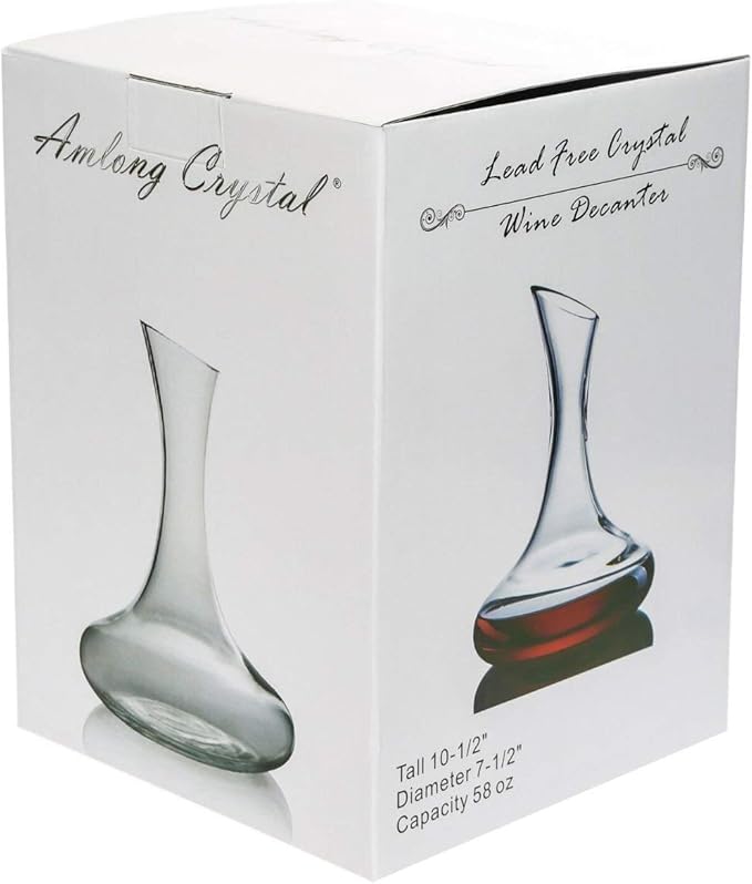 Amlong Crystal Lead-Free Large Wine Decanter, Red Wine Carafe, Wine Gift, Wine Accessories 58 oz(1700ml), with Crystal Globe Stopper and Cleaning Beads