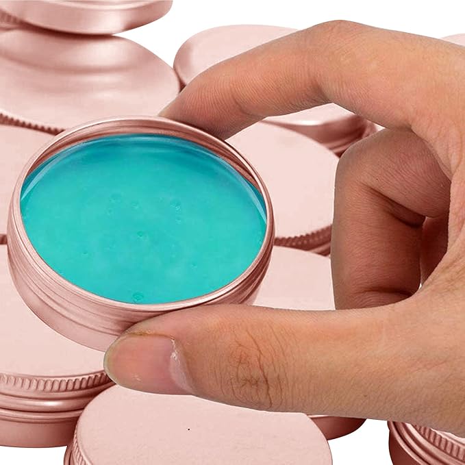 1 Ounce Aluminum Tin Jar with Screw Cap 30mL Tin Cans Refillable Containers for Cosmetic, Lip Balm, Cream, Lotion, Balms, Spices, Salve, Rose Gold 20 Pcs