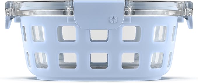 Ello Duraglass Meal Prep Container- Glass Food Storage Container with Silicone Sleeve and Airtight BPA-Free Plastic Lid, Dishwasher, Microwave, and Freezer Safe