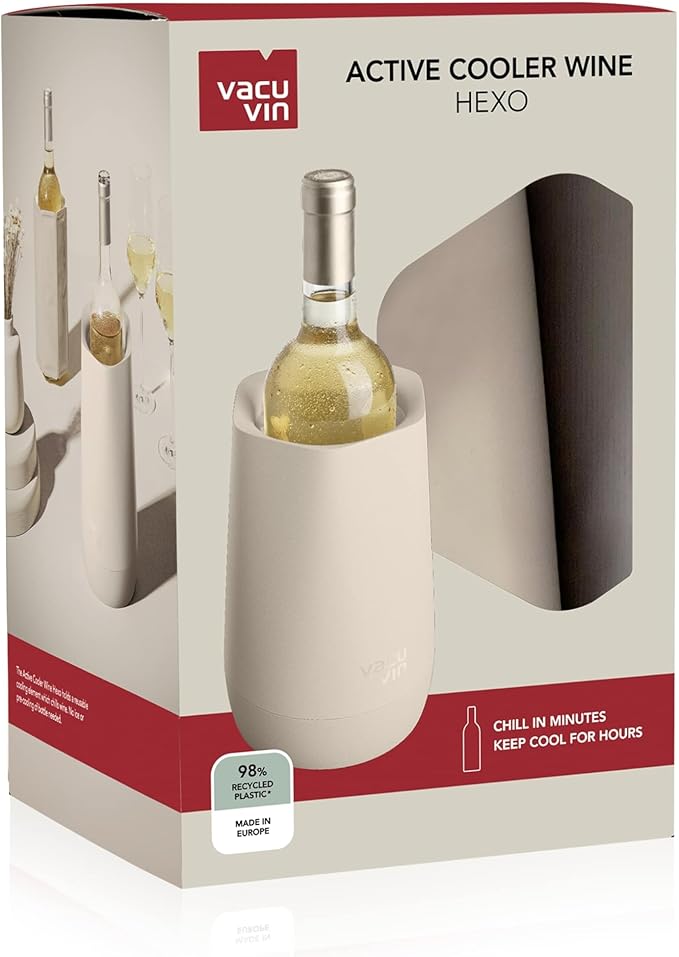 Electric Wine Opener & Hexo Wine Chiller – Sand-Toned Set for Effortless, Stylish Entertaining