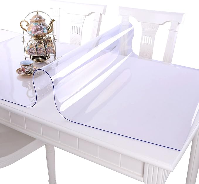 NECAUX Custom 16 x 63 Inch Clear Desk Cover Protector, 1.5mm Thick Water Resistant Plastic Non-Slip Table Pad Table Cover Protector for Coffee Table, Writing Desk, Trainning Table
