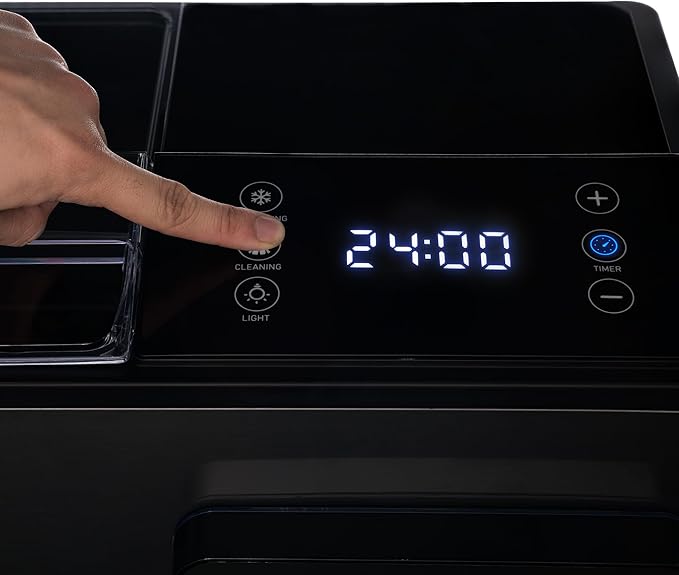 Luma Nugget Countertop Ice Maker, 44 lbs in 24 Hours, Black Stainless Steel Ice Machine, Perfect for Home Bar, Kitchen Countertop, RV, Home Office