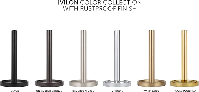 Ivilon Countertop Paper Towel Stand - Steady and Easy Tear - Fits All Paper Towel Rolls - Warm Gold