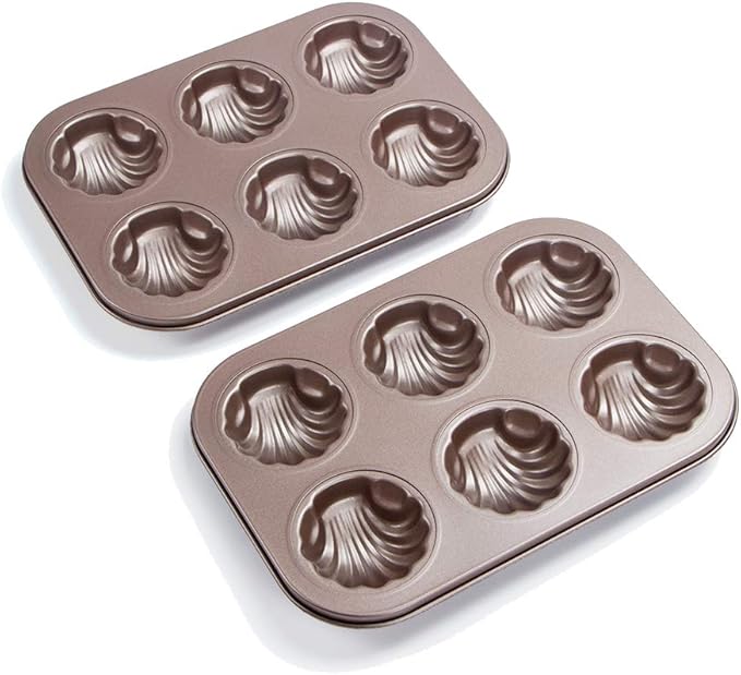 Webake Non-stick Madeleine Pans Carbon Steel Cake Pan French Dessert Mold Spherical Scallop Madeline Bakeware 2 Pack Set