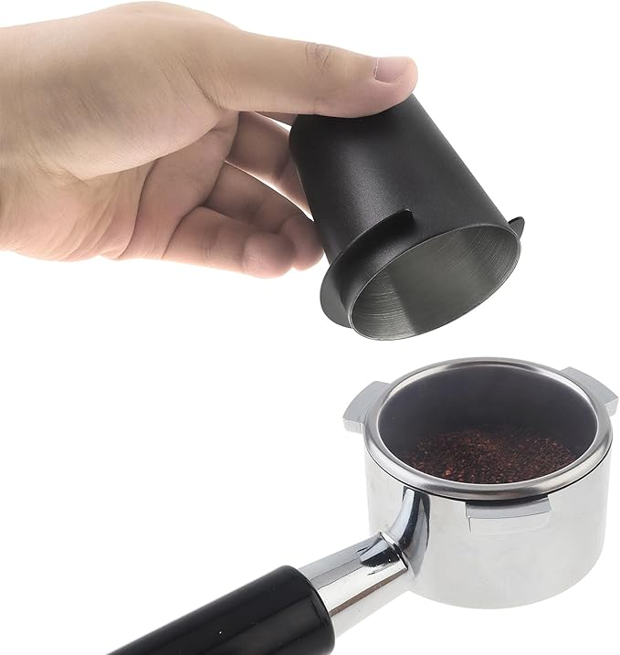 2PCS Coffee Dosing Cup 54mm, Stainless Steel Espresso coffee Dosing Cup Espresso coffee Machine Accessories, Coffee Powder Feeder Part coffee Grinder Powder cup Compatible (2, Black, 54mm)