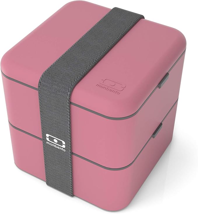 monbento - Large Bento Lunch Box MB Square Blush with 2 Compartments - 57 oz - Leakproof Lunch Box for Work/Picnic/Meal Prep - BPA Free - Microwave & Dishwasher Safe - Pink