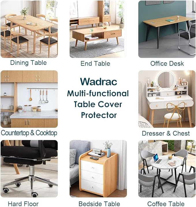 42x71 Inch Table Protector Clear for Dining Room Coffee Work Computer Laptop Table Cover Mat Protector PVC Plastic Tablecloths Rug Floor Protection Easy Clean Wipeable Non-Slip Liner Protective Vinyl