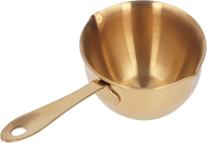 Stainless Steel Butter Warmer, Saucepan Chocolate Milk Butter Melting Pot Small Sauce Pan with Pour Spouts Cooking Pot for Hot Oil Soup Coffee Tea Warming (Gold)
