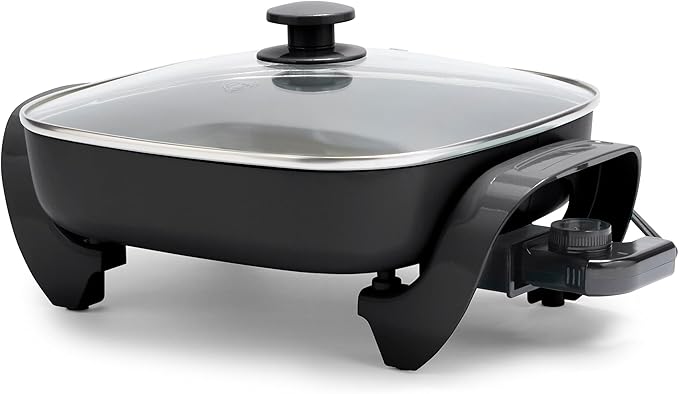GreenLife 20" Electric Griddle, Extra Large Surface for Pancakes Eggs Fajitas, Healthy Ceramic Nonstick Coating,Black & Healthy Ceramic Nonstick, 12" 5QT Square Electric Skillet with Glass Lid, Black