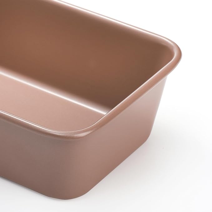Elsjoy 4 Pack Non-Stick Loaf Pan, 9.5 x 5.5 Inch Champagne Bread Loaf Pans Carbon Steel Bread Tin Set for Baking, Metal Bakeware for Bread, Meatloaf, Cake